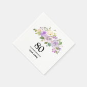 Serviette En Papier 80e anniversaire fête violet fleurs serviettes (Coin)