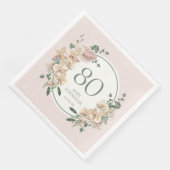 Serviette En Papier 80e Anniversaire Floral Tropical (Coin)