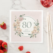 Serviette En Papier 80e Anniversaire Floral Tropical (En situation)
