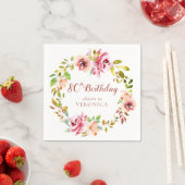 Serviette En Papier 80e anniversaire Floral Wreath Paper Napkin (En situation)