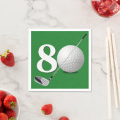 Serviette En Papier 80e Anniversaire Golf Ball And Club (En situation)