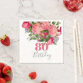 Serviette En Papier 80e anniversaire Huitième Rose Élégant (En situation)