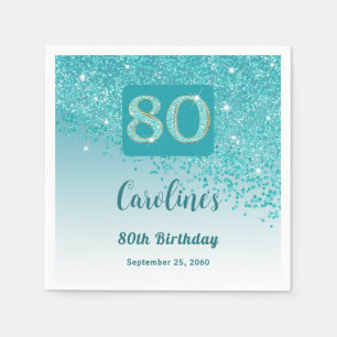 Serviette En Papier 80e anniversaire Jolie Parties scintillant bleue T