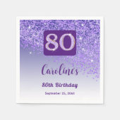 Serviette En Papier 80e anniversaire jolie Parties scintillant violett (Devant)