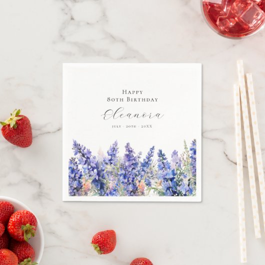 Serviette En Papier 80e anniversaire Juillet Fleur de naissance Larksp (En situation)