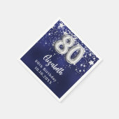 Serviette En Papier 80e anniversaire marine bleu argent étoiles (Coin)
