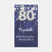 Serviette En Papier 80e anniversaire marine bleu argent étoiles (Devant)