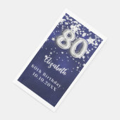 Serviette En Papier 80e anniversaire marine bleu argent étoiles (Coin)