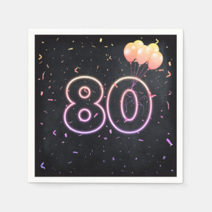 Serviette En Papier 80e anniversaire néon Connexion serviettes noires
