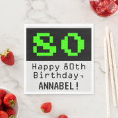Serviette En Papier 80e anniversaire - Nerdy / Geeky Style "80" & Nom (En situation)