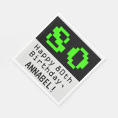 Serviette En Papier 80e anniversaire - Nerdy / Geeky Style "80" & Nom (Coin)