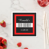 Serviette En Papier 80e anniversaire Noir avec cadre rouge personnalis (En situation)
