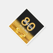 Serviette En Papier 80e anniversaire noir or nom arc (Coin)