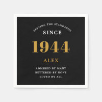 80e anniversaire Nom 1944 Black Gold Elegant Chic