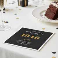 80e anniversaire Nom 1946 Black Gold Elegant Chic
