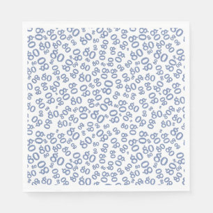 Serviette En Papier 80e anniversaire Numéro de fête Motif Bleu/Blanc