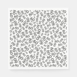 Serviette En Papier 80e anniversaire Numéro de fête Motif noir/blanc