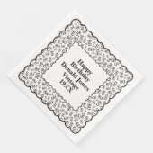Serviette En Papier 80e anniversaire Numéro Motif pétoncles Noir/Blanc (Coin)