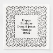 Serviette En Papier 80e anniversaire Numéro Motif pétoncles Noir/Blanc (Devant)