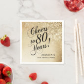 Serviette En Papier 80e anniversaire or élégant (En situation)