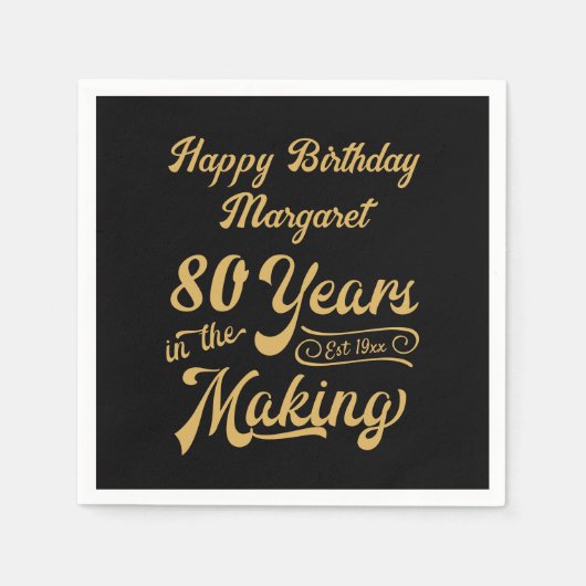Serviette En Papier 80e anniversaire ou toute année rétro en devenir (Devant)