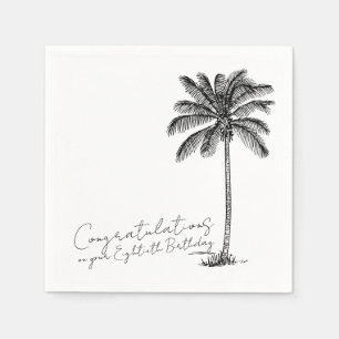 Serviette En Papier 80e Anniversaire Palmier Tropical Félicitations