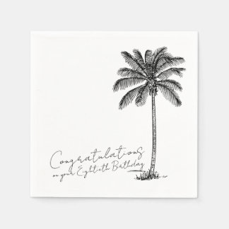 Serviette En Papier 80e Anniversaire Palmier Tropical Félicitations