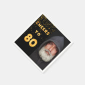 Serviette En Papier 80e anniversaire photo ballons d'or noir (Coin)