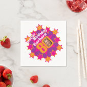 Serviette En Papier 80e anniversaire photo et nom rose star serviettes (En situation)