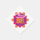 Serviette En Papier 80e anniversaire photo et nom rose star serviettes (Coin)