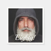 Serviette En Papier 80e anniversaire photo quatre-vingts hommes script (Devant)