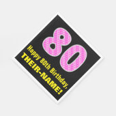 Serviette En Papier 80e anniversaire : Pink Stripes and Hearts "80" + (Coin)