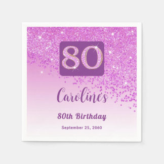Serviette En Papier 80e anniversaire Pretty Pink Parties scintillant s