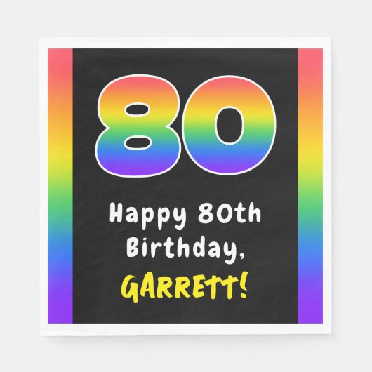 Serviette En Papier 80e anniversaire : Rainbow Spectrum # 80, Nom pers (Devant)
