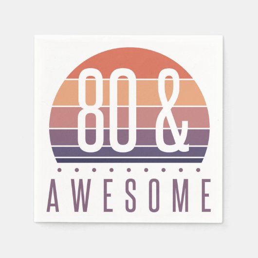 Serviette En Papier 80e anniversaire Retro Sunset (Devant)