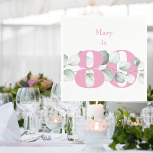 Serviette En Papier 80e anniversaire rose Cocktail personnalisé servie