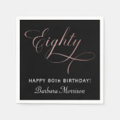 Serviette En Papier 80e anniversaire Rose de fête d'or Script personna (Devant)
