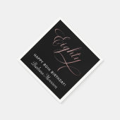 Serviette En Papier 80e anniversaire Rose de fête d'or Script personna (Coin)