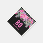 Serviette En Papier 80e anniversaire rose noir serviettes de fête flor (Coin)