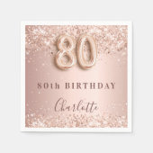 Serviette En Papier 80e anniversaire rose or blush nom (Devant)