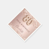 Serviette En Papier 80e anniversaire rose or blush nom (Coin)