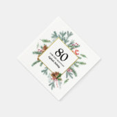 Serviette En Papier 80e anniversaire Rustic Winter Greenery (Coin)