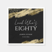Serviette En Papier 80e Anniversaire Soirée Gold Black Look Qui est (Devant)