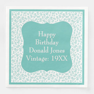 Serviette En Papier 80e anniversaire Turquoise/blanc Motif numéro de s