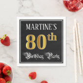 Serviette En Papier 80e Birthday Party — Fancy Script, Faux Gold Look (En situation)