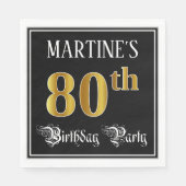 Serviette En Papier 80e Birthday Party — Fancy Script, Faux Gold Look (Devant)