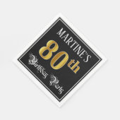 Serviette En Papier 80e Birthday Party — Fancy Script, Faux Gold Look (Coin)