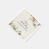 Serviette En Papier 80e fête d'anniversaire Blanc hiver Floral personn (Coin)