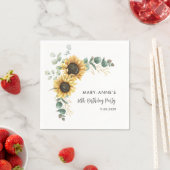 Serviette En Papier 80e fête d'anniversaire tournesol papier floral (En situation)