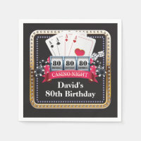 80e Poker carte de jeu Casino Anniversaire serviet